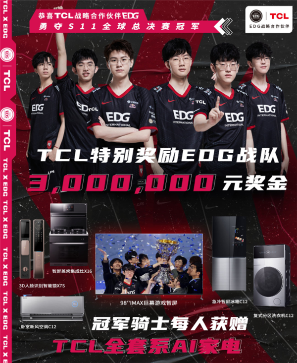 中国女篮获世界杯亚军 TCL宣布奖励300万 还送全队智慧家电